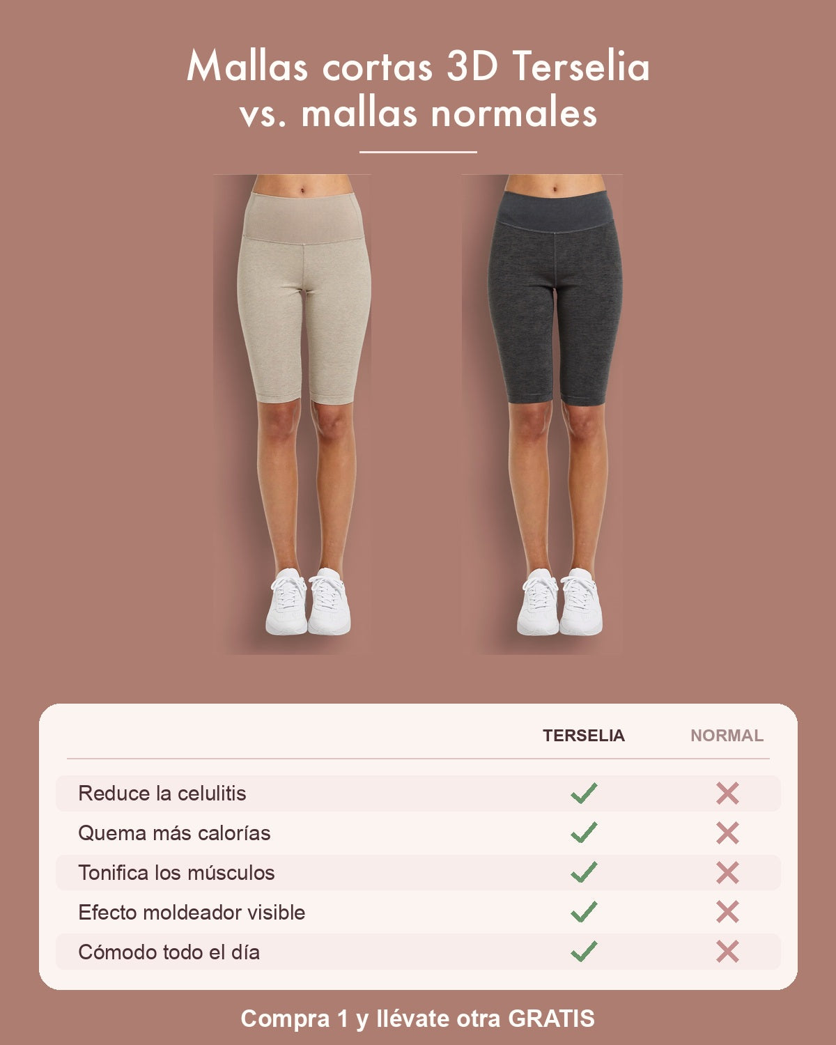 Mallas cortas 3D Terselia frente a mallas normales