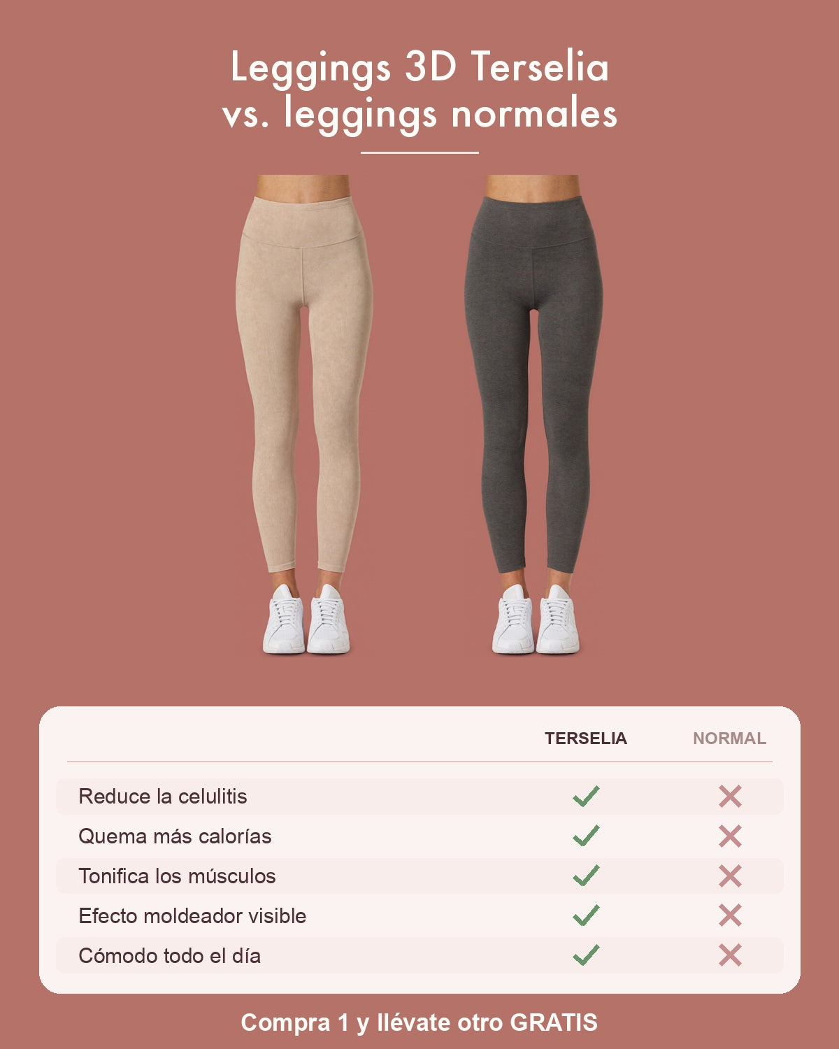 Leggings 3D Terselia frente a leggings normales