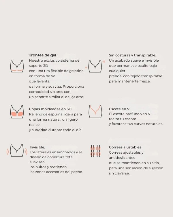 Sujetador sin aros — características